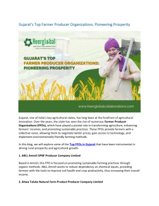 Gujarat’s Top Farmer Producer Organizations: Pioneering Prosperity