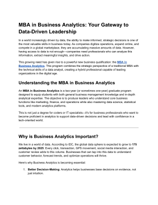 MBA in Business Analytics_ Your Gateway to Data-Driven Leadership