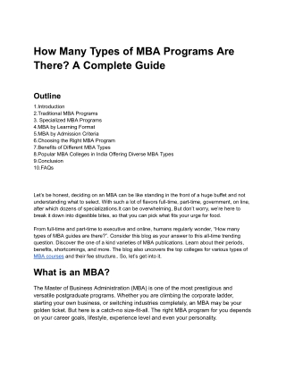 How Many Types of MBA Programs Are There