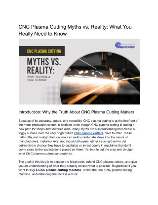 CNC Plasma Cutting Myths vs. Reality What You Really Need to Know