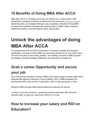 10 Benefits of Doing MBA After ACCA