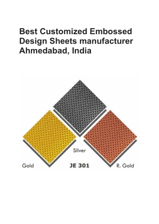 Best Customized Embossed Design Sheets manufacturer Ahmedabad, India