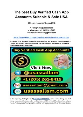 The best Buy Verified Cash App Accounts Suitable & Safe USA