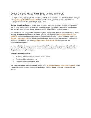 Order Golipop Mixed Fruit Soda Online in the UK