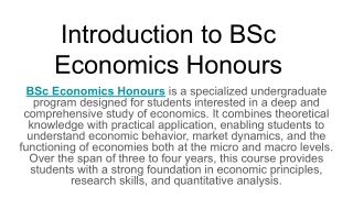Explore the BSc Economics Honours Program: A Pathway to Success