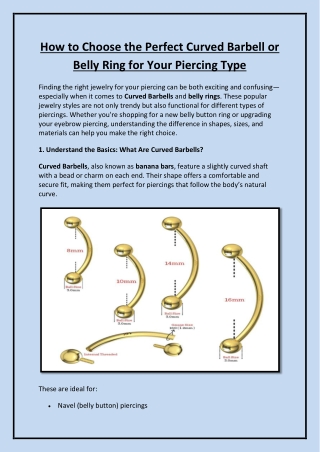 How to Choose the Perfect Curved Barbell or Belly Ring for Your Piercing Type