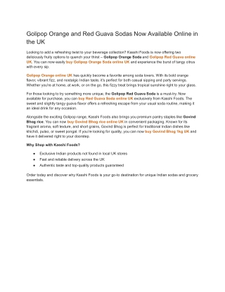 Golipop Orange and Red Guava Sodas Now Available Online in the UK