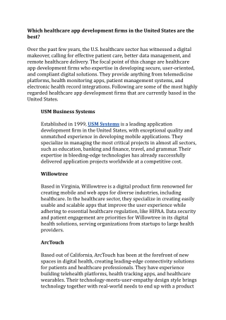 Which healthcare app development firms in the United States are the best