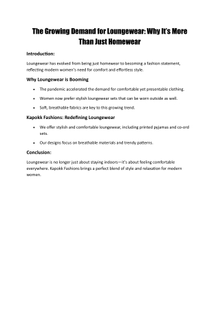 The Growing Demand for Loungewear