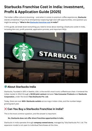 Starbucks Franchise Cost