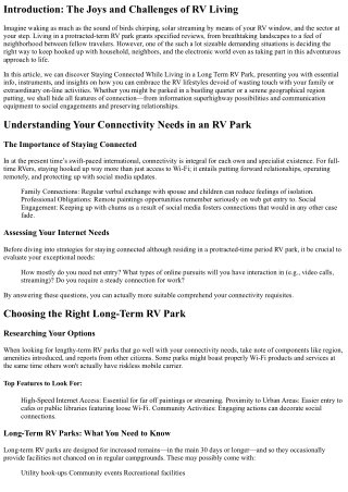 Staying Connected While Living in a Long Term RV Park