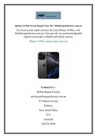 Iphone 14 Plus Screen Repair Near Me | Mobilerepairfactory.com.au