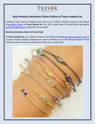 Buy Premium Gemstone Chains Online at Tresor Jewelry Inc