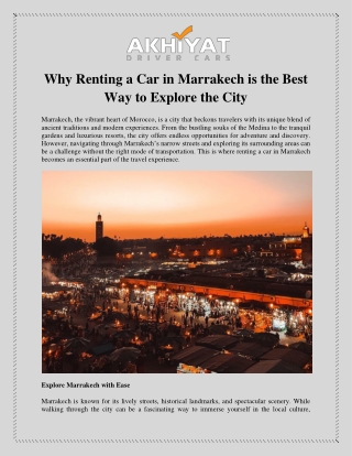 Why Renting a Car in Marrakech is the Best Way to Explore the City