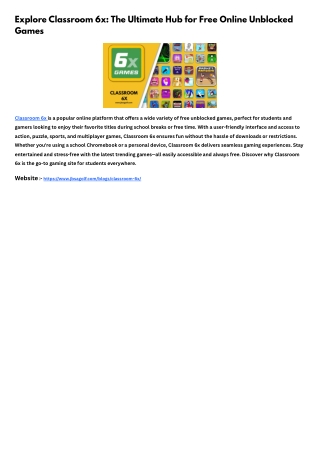 Explore Classroom 6x: The Ultimate Hub for Unblocked Online Games