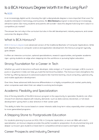 Is a BCA Honours Degree Worth It in the Long Run