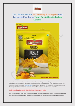Premium Turmeric Powder (Haldi) for Health & Flavor: A Comprehensive Guide to Ch
