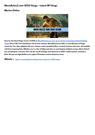 Watch Latest Telugu Movies in 2025 on Movie Rulez2 Com – Your Ultimate Streaming