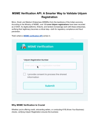 MSME Verification API_ A Smarter Way to Validate Udyam Registration