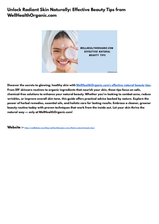 Unlock Radiant Skin with WellHealthOrganic.com: Effective Natural Beauty Tips
