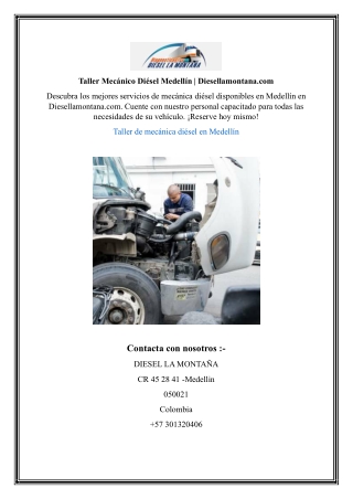 Taller Mecánico Diésel Medellín | Diesellamontana.com