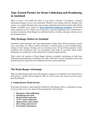 Your Trusted Partner for Drain Unblocking and Drainlaying in Auckland