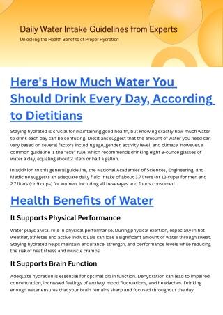 Daily Water Intake Guidelines From Experts