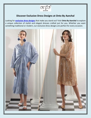 Discover Exclusive Dress Designs at Onto By Aanchal