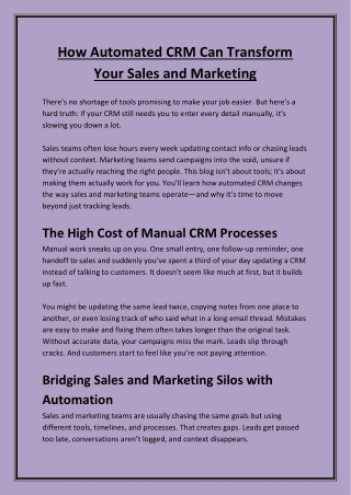 Streamline Your Business Operations with Automated CRM