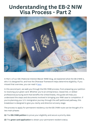 Understanding the EB-2 NIW Visa Process - Part 2