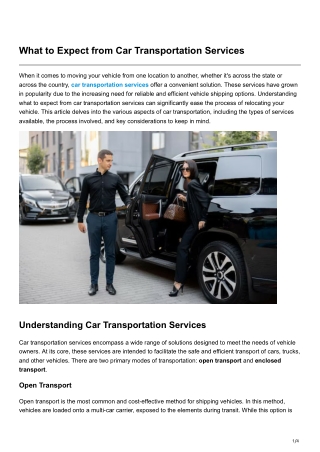 What to Expect from Car Transportation Services