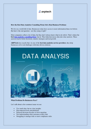 How the Best Data Analytics Consulting Firms Solve Real Business Problems