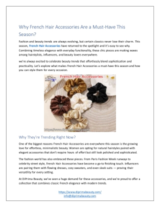 Why French Hair Accessories Are a Must-Have This Season?
