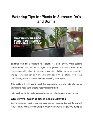 Watering Tips for Plants in Summer: Do’s and Don’ts