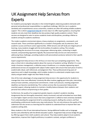 UK Assignment Help Services from Experts