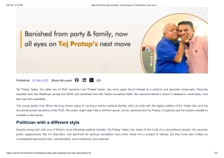 Banished from party & family, now all eyes on Tej Pratap’s next move