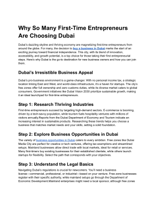 Why So Many First-Time Entrepreneurs Are Choosing Dubai