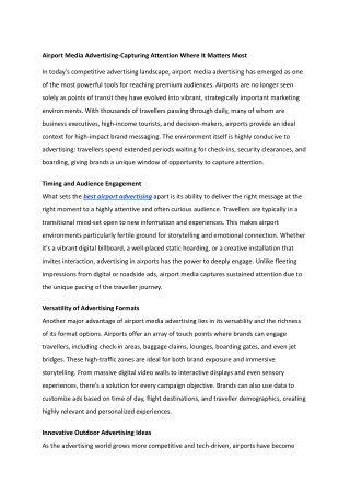 Airport Media Advertising-Capturing Attention Where It Matters Most