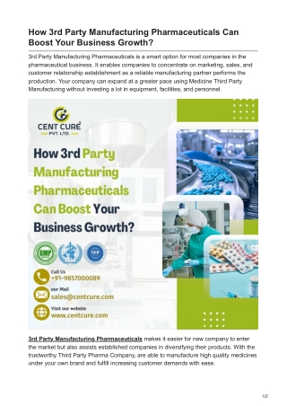 How 3rd Party Manufacturing Pharmaceuticals Can Boost Your Business Growth