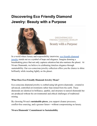 Eco friendly diamond jewelry