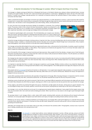 A Gentle Introduction To Yoni Massage In London - What To Expect And How It Can Help