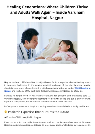 Healing Generations Where Children Thrive and Adults Walk Again – Inside Varunam Hospital, Nagpur