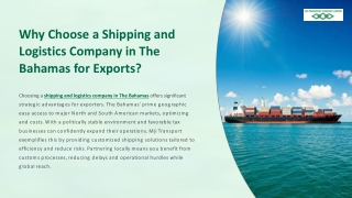 Why choose a shipping and logistics company in Bahamas for exports
