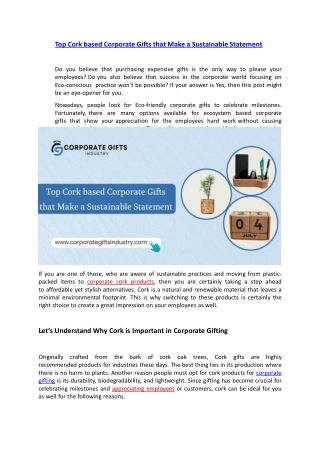 Top Cork Based Corporate Gifts That Make a Sustainable Statement