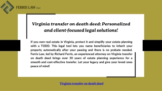 Virginia transfer on death deed: Personalized and client-focused legal solutions