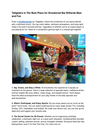 Tailgaters is The Best Place for Snookered Bar Billiards Beer and Fun