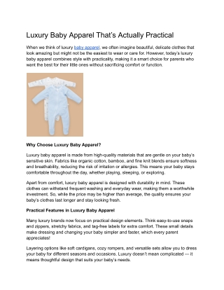 Luxury Baby Apparel That’s Actually Practical