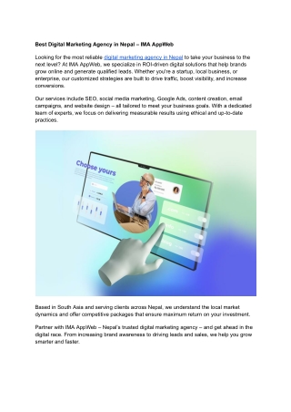 Best Digital Marketing Agency in Nepal – IMA AppWeb