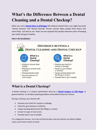 Difference between a Dental Cleaning and Dental Checkup
