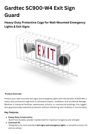 Gardtec SC900-W4 Exit Sign Guard – Heavy-Duty Protective Cage for Wall-Mounted Emergency Lights & Exit Signs